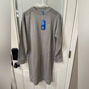 Adidas Heather Gray Sweatshirt Dress Loose Fit Knee Length Small